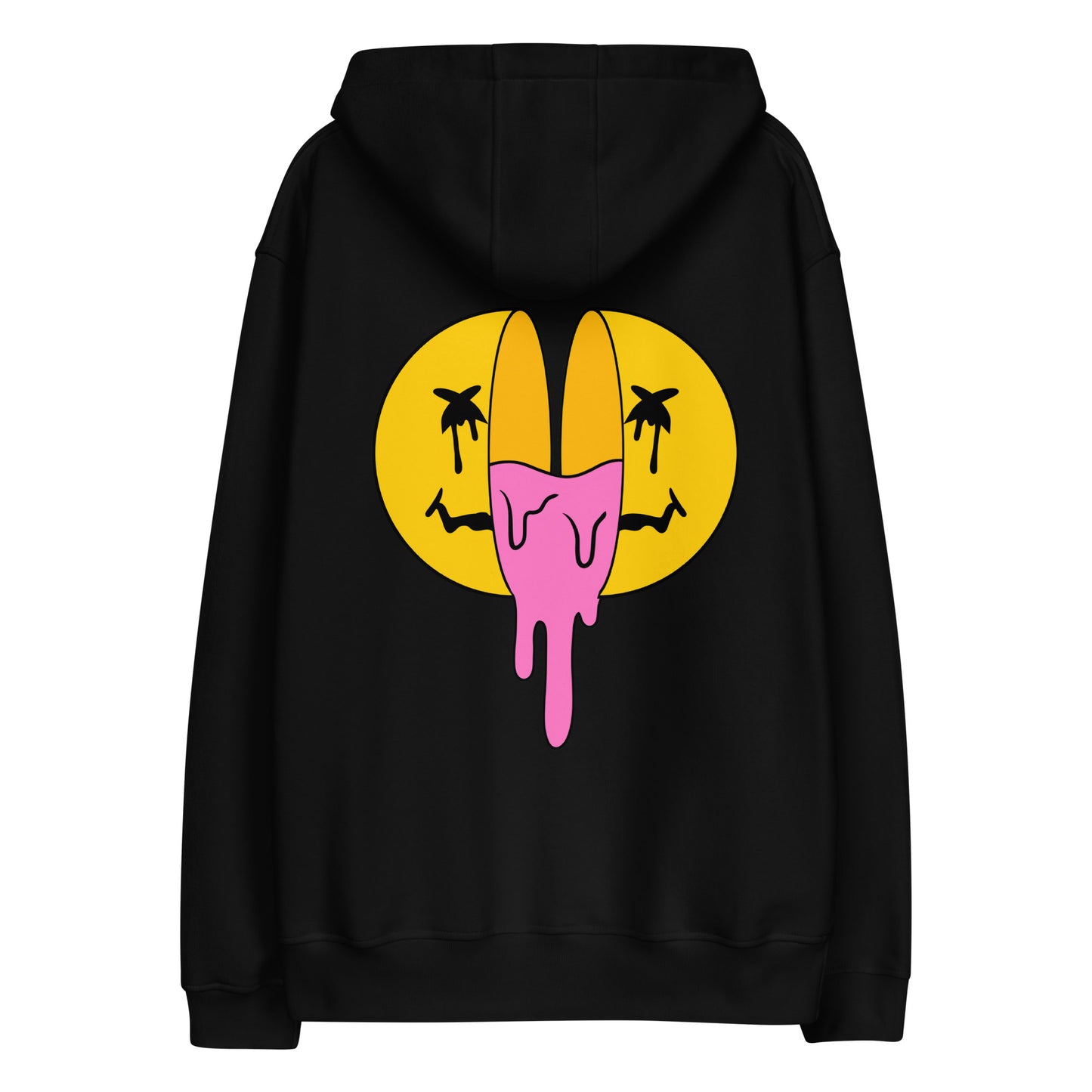 Pink Lemonade Split Smiley Embroidered Hoodie