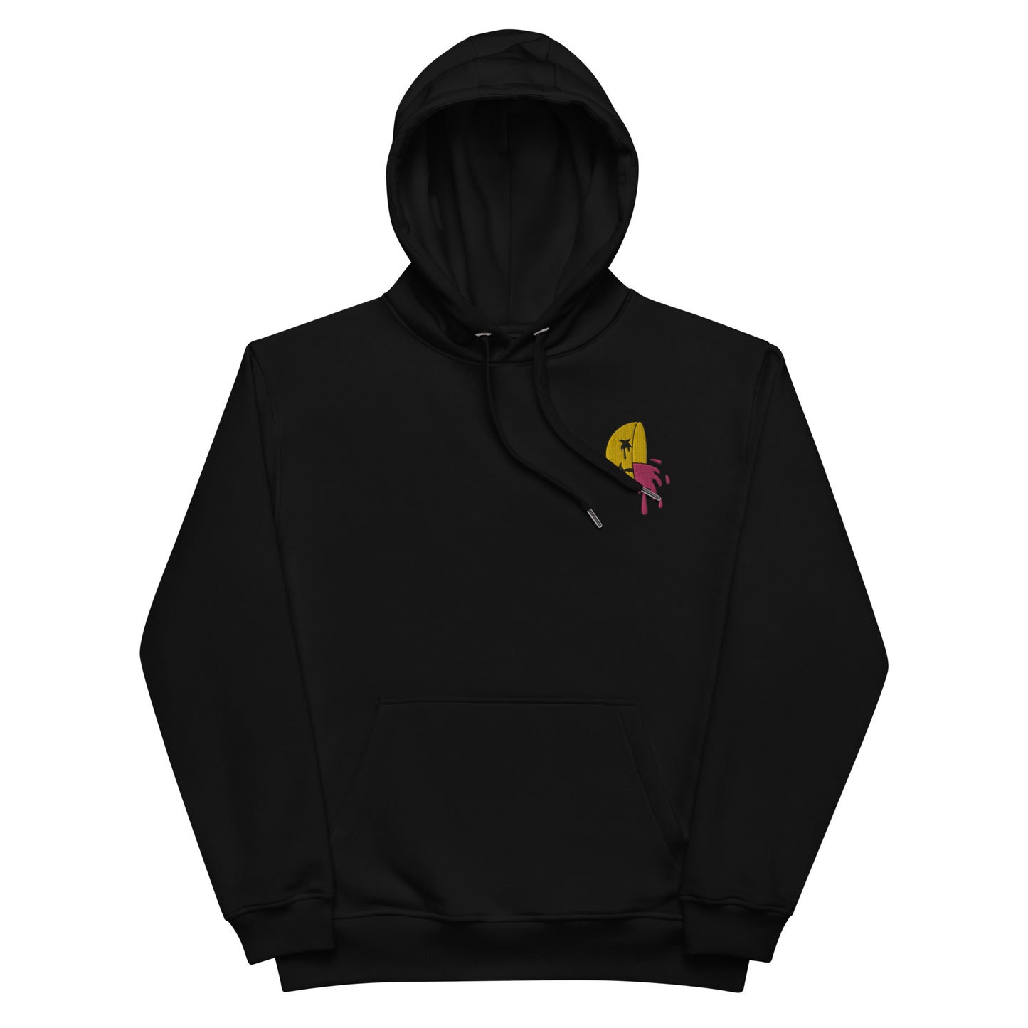 Pink Lemonade Split Smiley Embroidered Hoodie