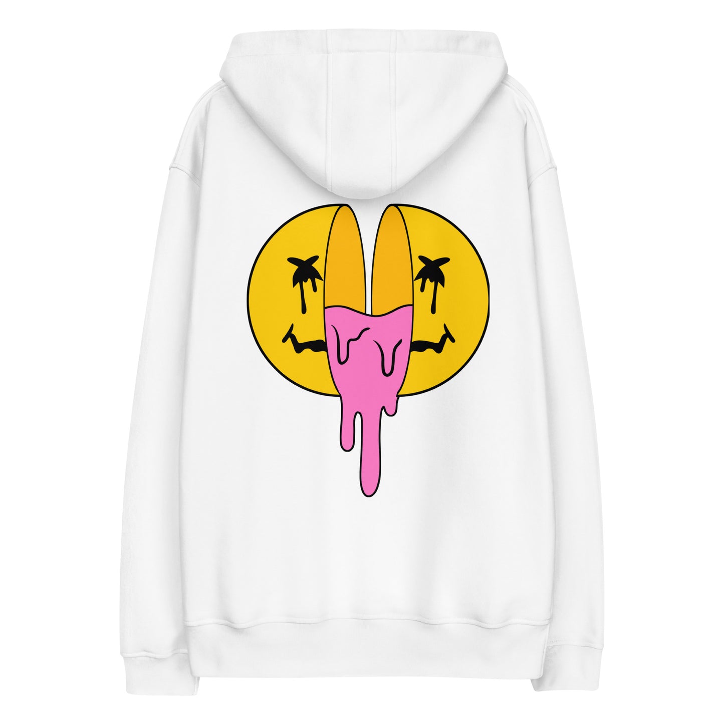 Pink Lemonade Split Smiley Embroidered Hoodie